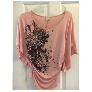 Pink Daytrip top with brown floral print
